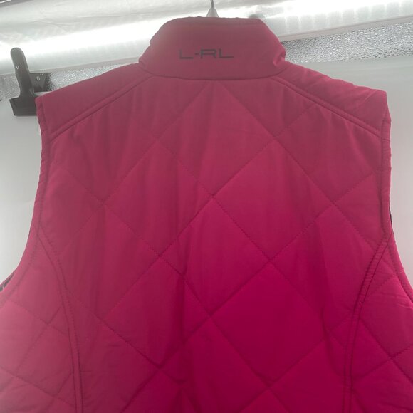 Lauren Ralph Lauren Women's Quilted Vest Full Zip Pink Size Large Pockets - Picture 6 of 8